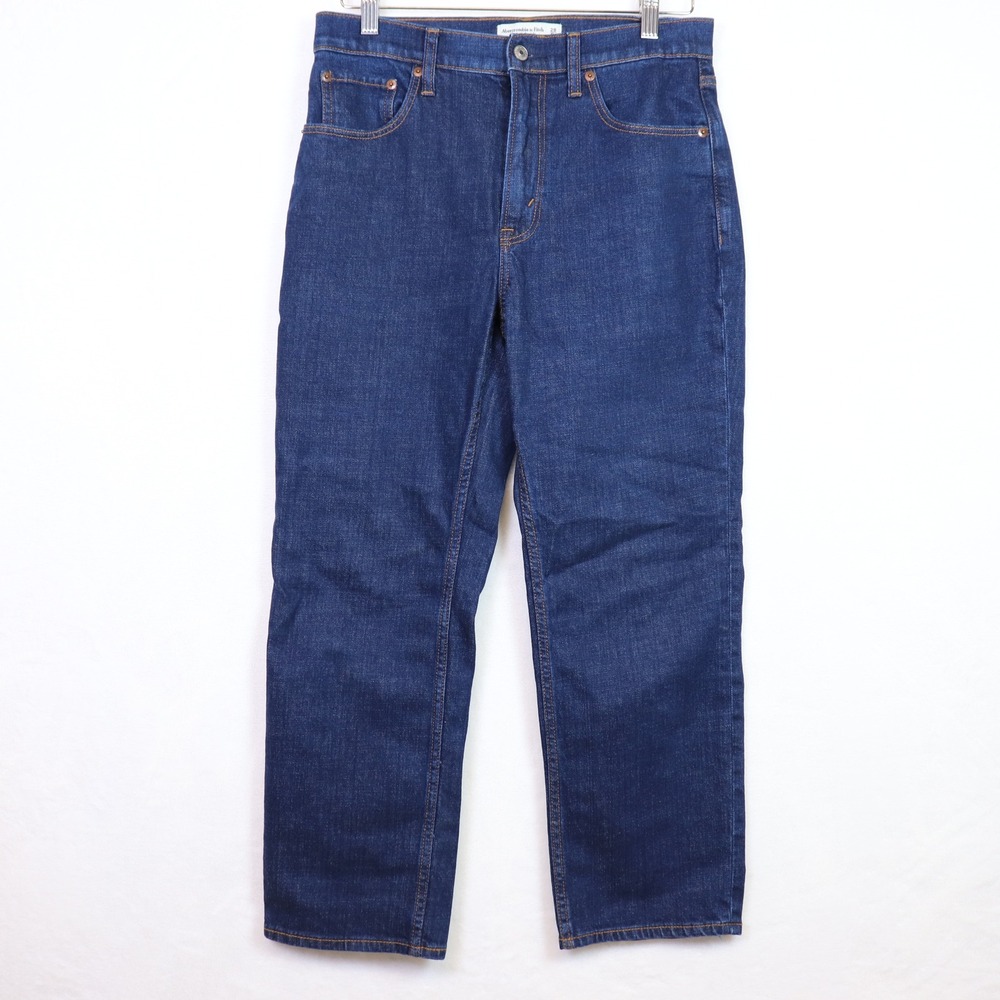 ABERCROMBIE & FITCH Dark Blue Ultra High Rise Ankle Straight Jeans 28/6s